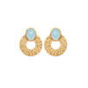 Sarah Aqua Blue Agate Hoop Earrings in 18K Gold Plated