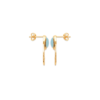 Sarah Aqua Blue Agate Hoop Earrings in 18K Gold Plated, view 2