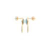 Mystigrey Sarah 18K Gold Plated Hoop Earrings for Women With Aqua Blue Agate
