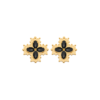 Shana Black Agate Stud Earrings in 18K Gold Plated