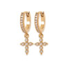 Load image into Gallery viewer, Mystigrey Cross 18K Gold Plated Dangle Hoops Earrings Cubic Zirconia
