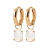 Load image into Gallery viewer, Mystigrey Anastasia 18K Gold Plated Huggie Hoop Earrings White Moonstone
