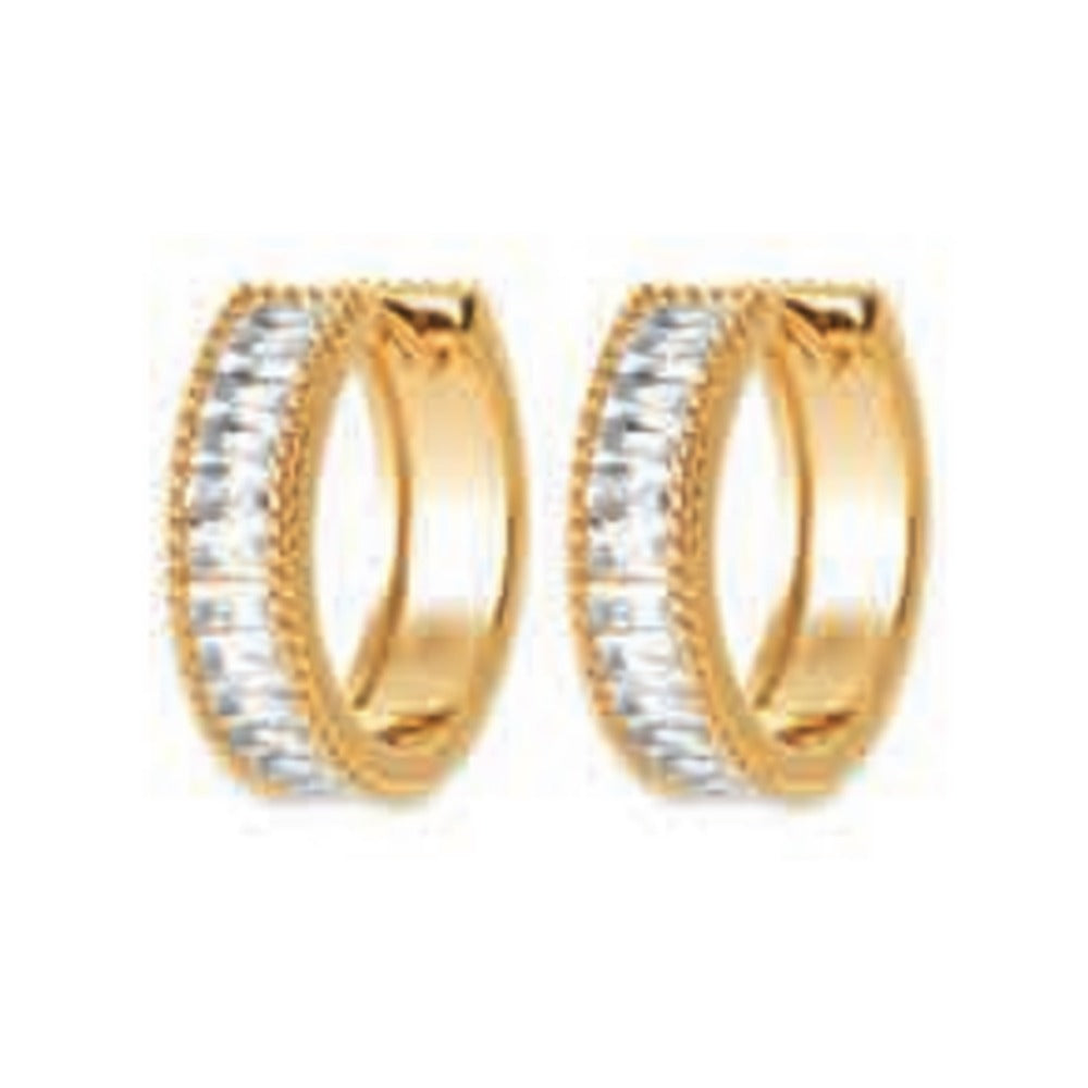 Vera Baguette Hoop Earrings, 18K Gold Plated