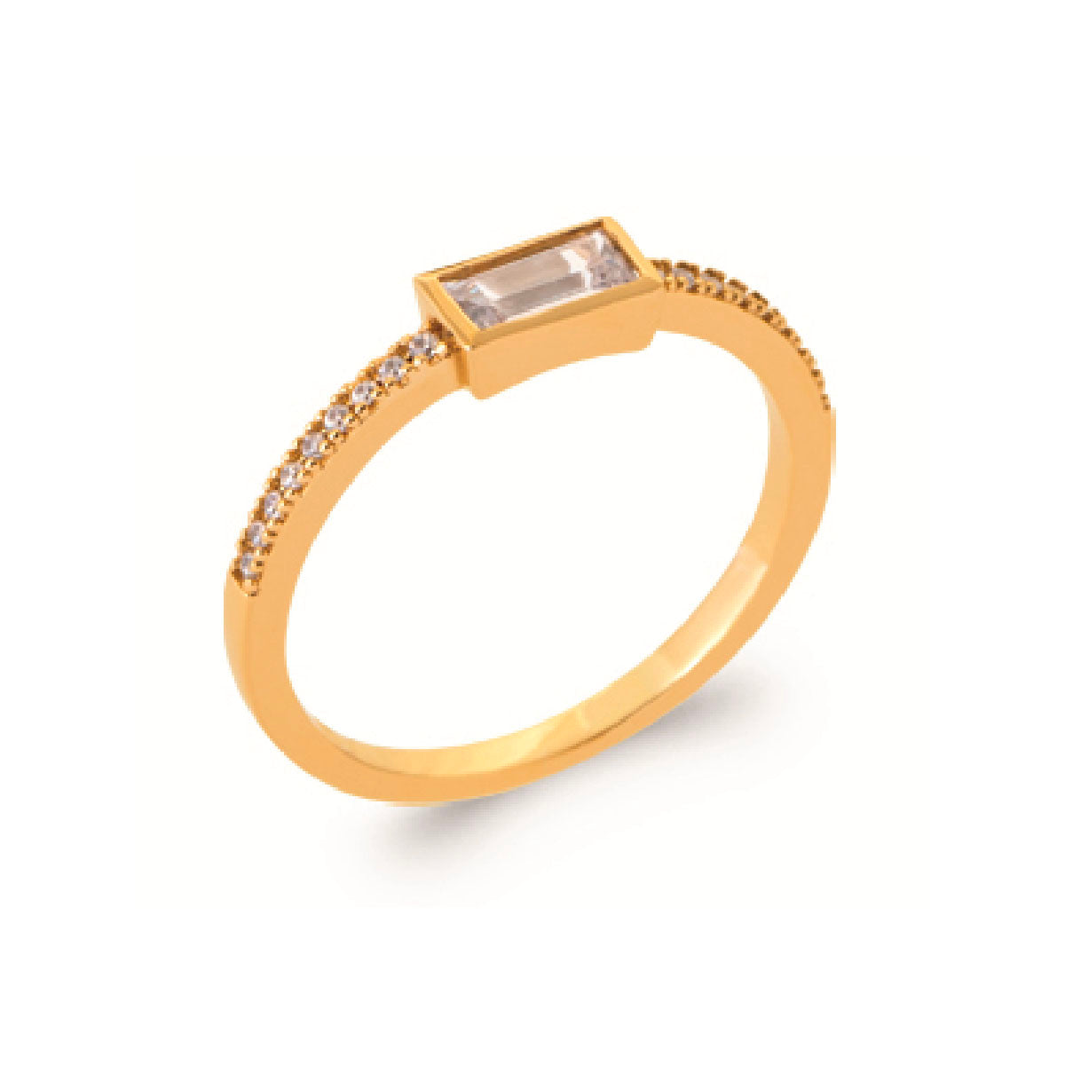 Leticia .925 Sterling Silver Plated Rhodium Ring Beige Cubic Zirconia