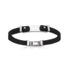 Men's Lorenzo Black Leather Wrap Bracelet in stainless steel