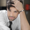 Men's Lorenzo Black Leather Wrap Bracelet in Stainless Steel, view 4