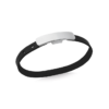 Men's Alex Black Leather Wrap Bracelet in Stainless Steel, view 2