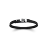 Mystigrey Mateo Stainless Steel Single Wrap Black Leather Bracelet for Men