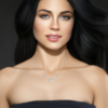 Cesaria Circle Necklace in 925 Sterling Silver Plated Rhodium or 18K Gold Plated, view 7