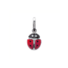Mystigrey Red Ladybug Enamel .925 Sterling Silver Plated Rhodium Pendant