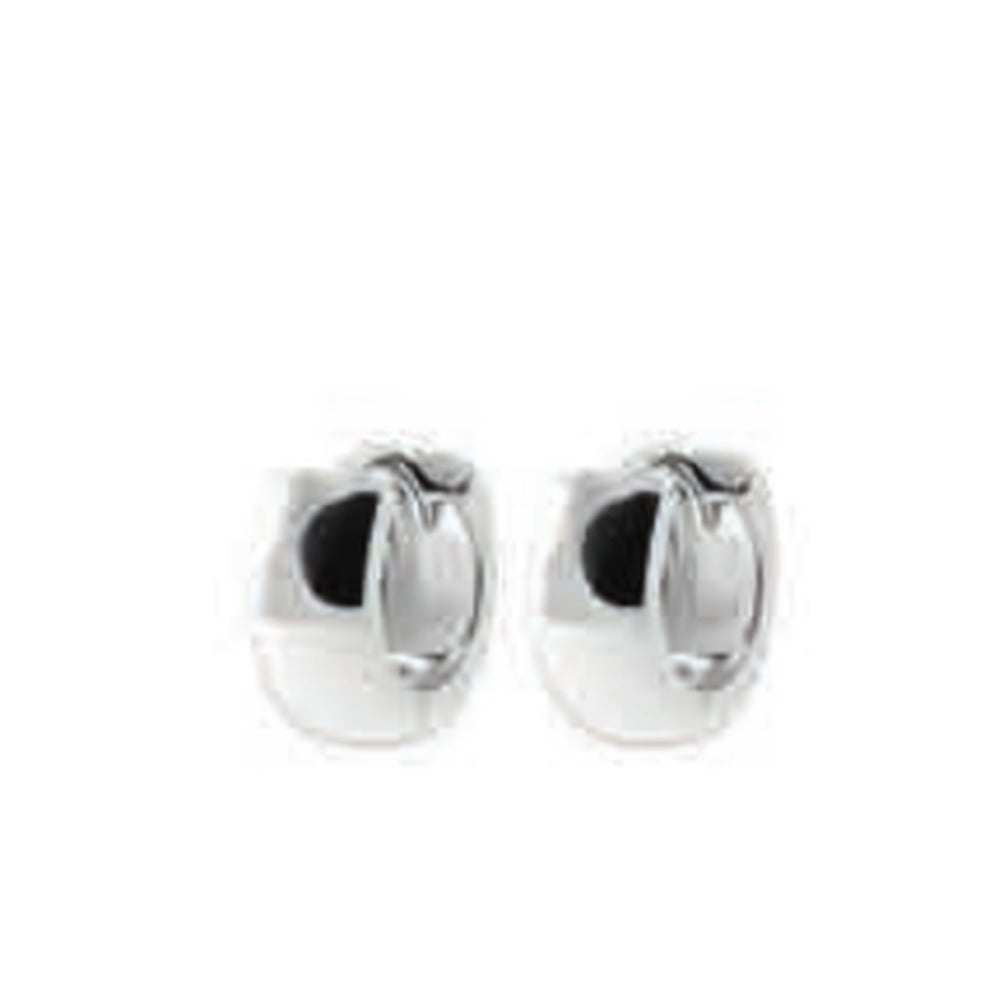 Nova Wide Huggie Hoop Earrings, 925 Sterling Silver Plated Rhodium