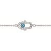 Load image into Gallery viewer, Mystigrey Hamsa and E Eye .925 Sterling Silver Plated Rhodium Bracelet for Women with Cubic Zirconia
