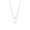 Oriel Double Circle Necklace in 925 Sterling Silver Plated Rhodium