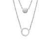 Oriel Double Circle Necklace in 925 Sterling Silver Plated Rhodium, view 3