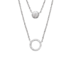 Mystigrey Oriel Double Circle .925 Sterling Silver Plated Rhodium Necklace for Women with Cubic Zirconia