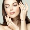 Alizee Gemma Bangle in 925 Sterling Silver Plated Rhodium, view 7