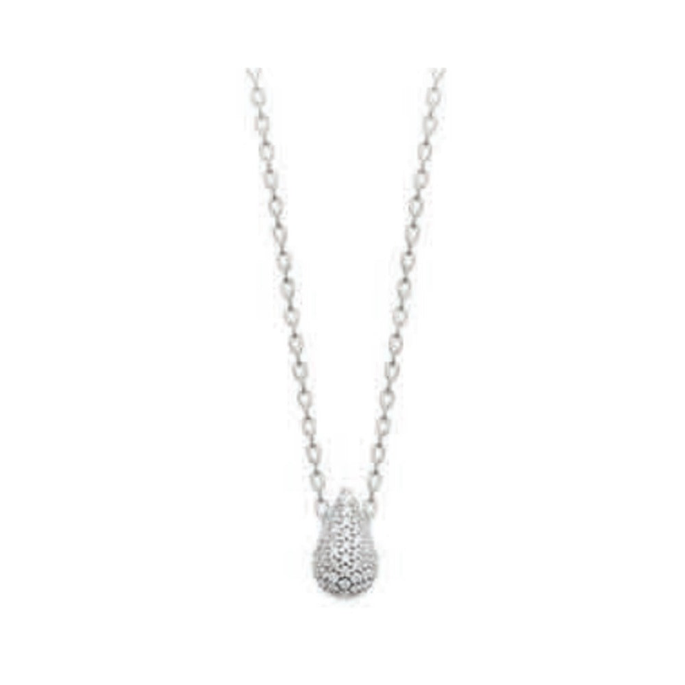 Elodie Pavé Drop Necklace, 925 Sterling Silver Plated Rhodium