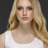Cesaria Circle Necklace in 925 Sterling Silver Plated Rhodium or 18K Gold Plated, view 2