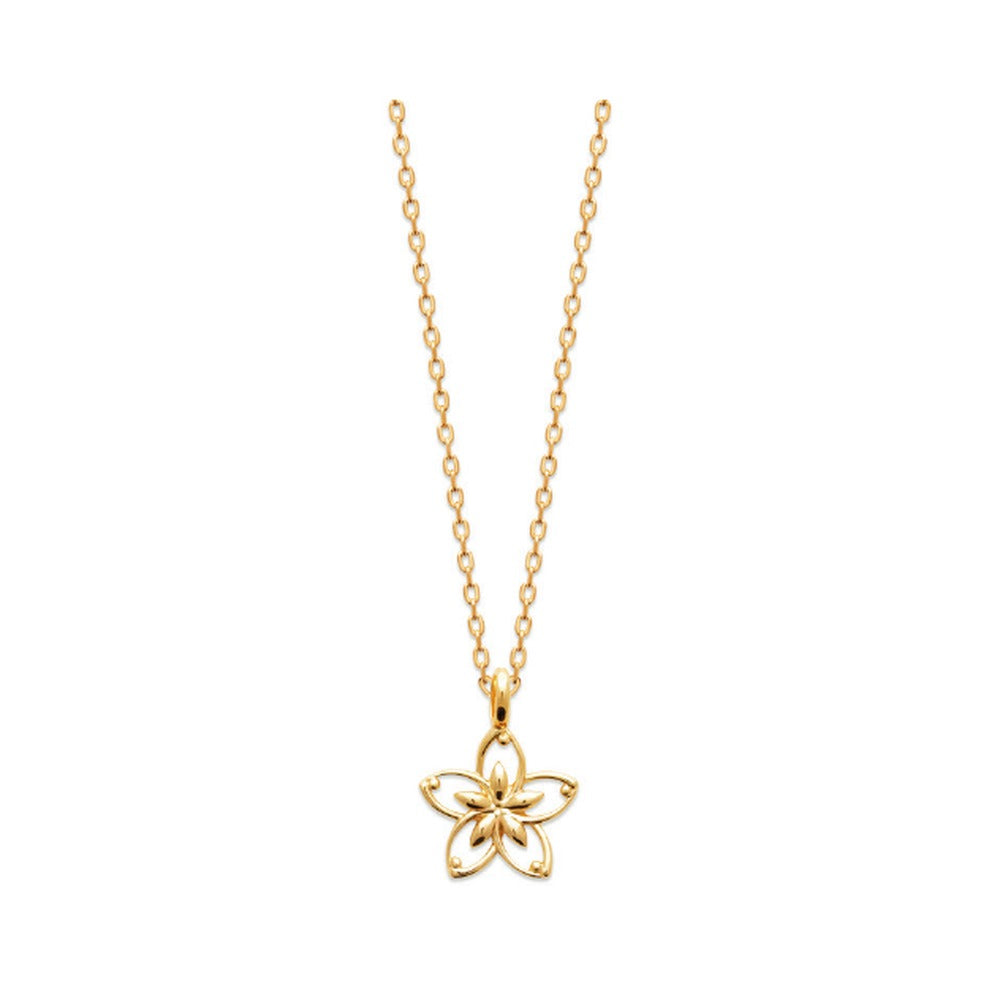 Maile Open Flower Necklace, 18K Gold Plated