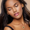 Mystigrey Shana 18K Gold Plated Stud Earrings for Women Black Agate