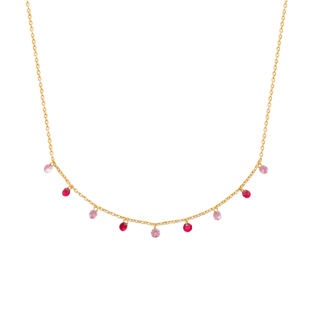 Mystigrey Tinker Bell .925 Sterling Silver Plated Rhodium and 18K Gold Plated Necklace for Women with Cubic Zirconia, Blue or Pink