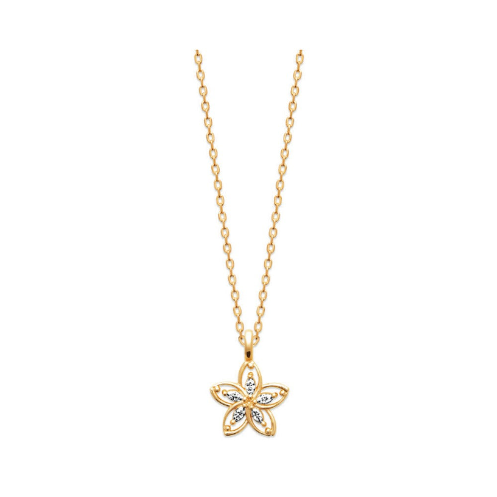 Maile Flower Necklace, 18K Gold Plated