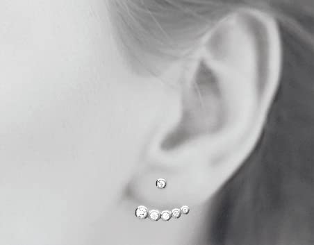Elizabeth Jacket Earrings in 925 Sterling Silver Plated Rhodium or 18K Gold Plated, view 10