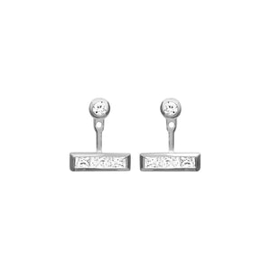 Mystigrey Jessica .925 Sterling Silver Plated Rhodium Jacket Earrings for Women with Cubic Zirconia