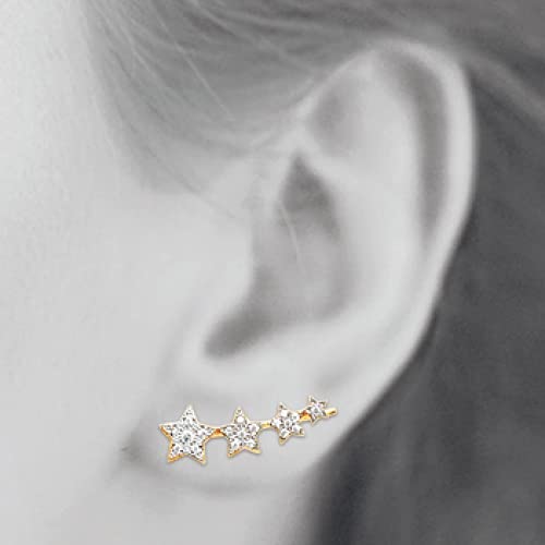 Stella Dangling Star Earrings in 925 Sterling Silver Plated Rhodium or 18K Gold Plated, view 11