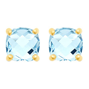Mystigrey Alizee Gemma .925 Sterling Silver Plated Rhodium Light Blue Stud Earrings for Women with Cubic Zirconia