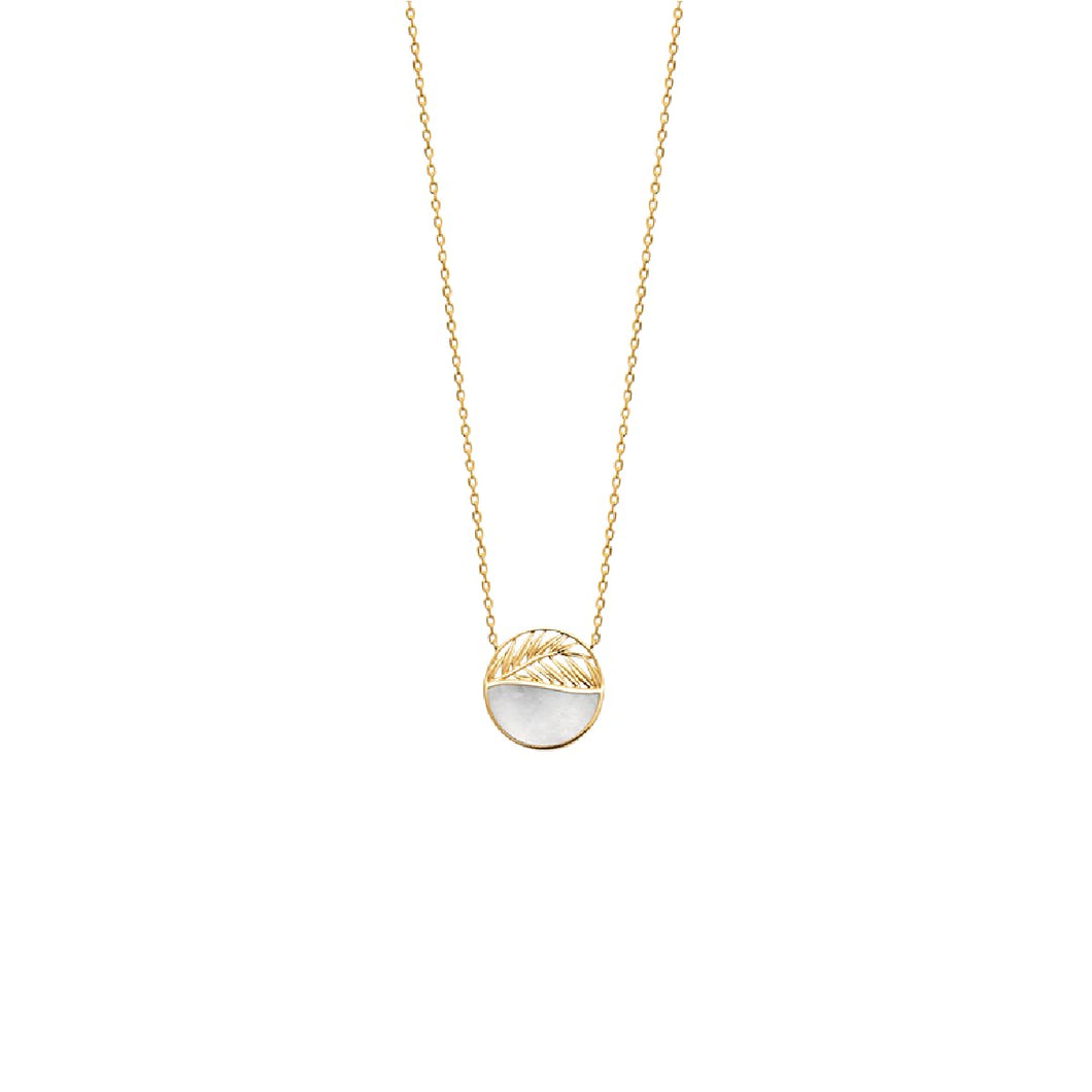 Mystigrey Tamara .925 Sterling Silver Plated Rhodium and 18k Gold Plated Necklace for Women with Mother of Pearl