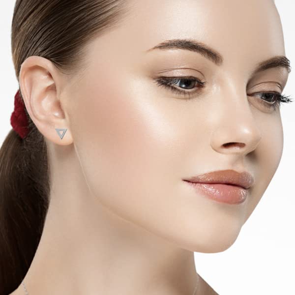 Aria Triangle Small Earrings in 925 Sterling Silver Plated Rhodium or 18K Gold Plated, view 4