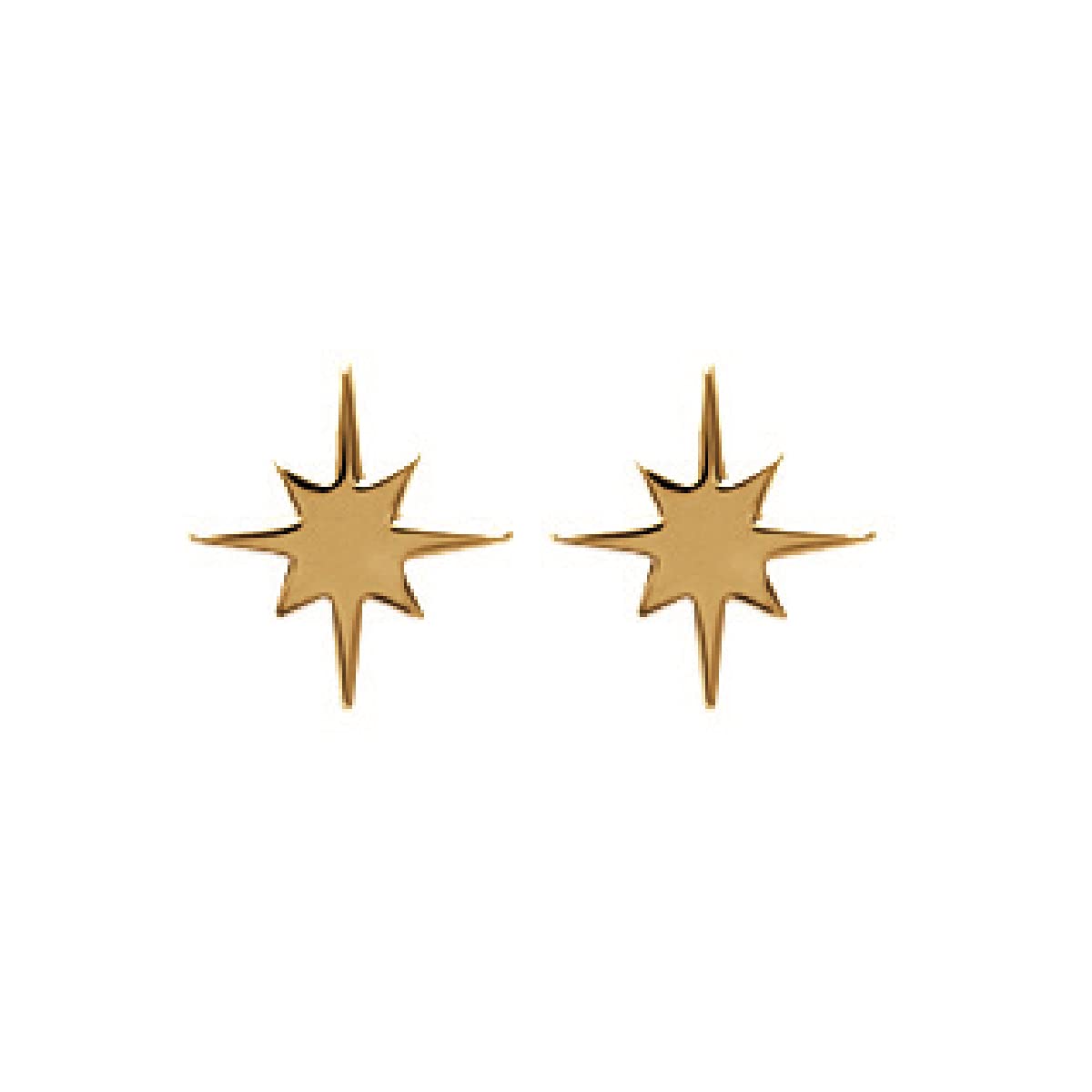 Mystigrey Polaris .925 Sterling Silver Plated Rhodium and 18K Gold Plated North Star Star Stud Earrings for Women with Cubic Zirconia