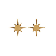 Load image into Gallery viewer, Mystigrey Polaris .925 Sterling Silver Plated Rhodium and 18K Gold Plated North Star Star Stud Earrings for Women with Cubic Zirconia
