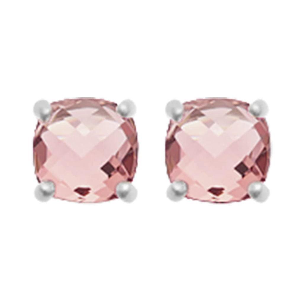Alizee Gemma Stud Earrings in 925 Sterling Silver Plated Rhodium, view 2