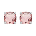 Alizee Gemma Stud Earrings in 925 Sterling Silver Plated Rhodium, view 2