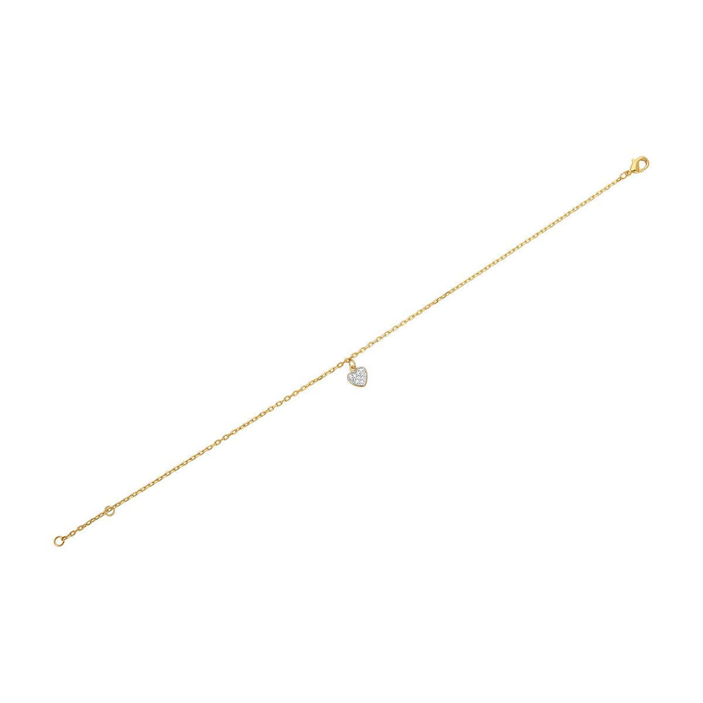 Milena Heart Anklet in 925 Sterling Silver Plated Rhodium or 18K Gold Plated, view 3