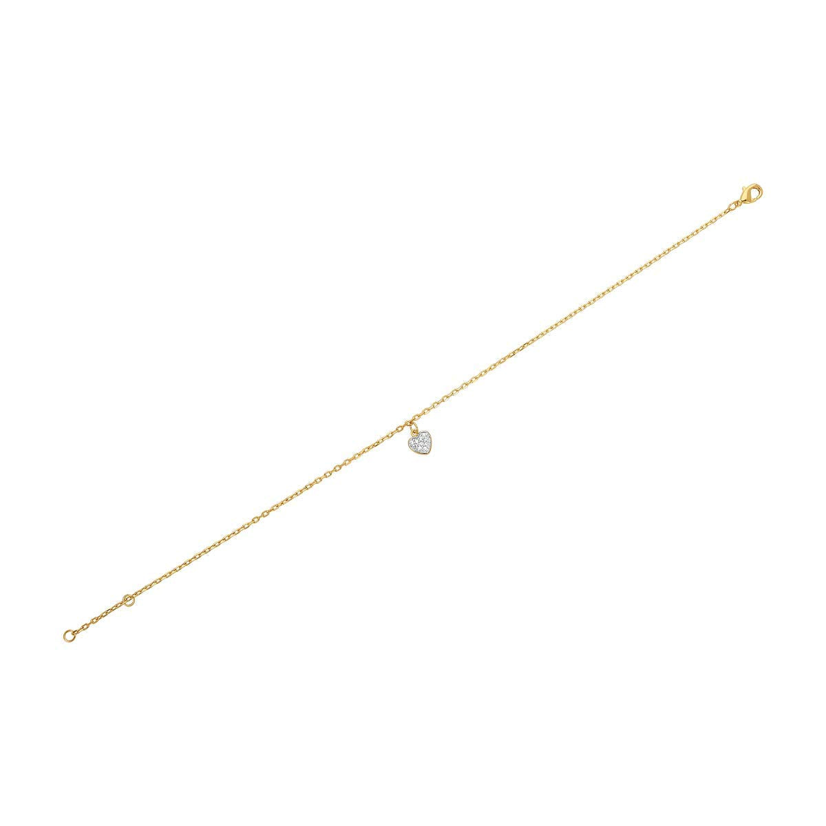 Milena Heart Anklet in 925 Sterling Silver Plated Rhodium or 18K Gold Plated, view 3