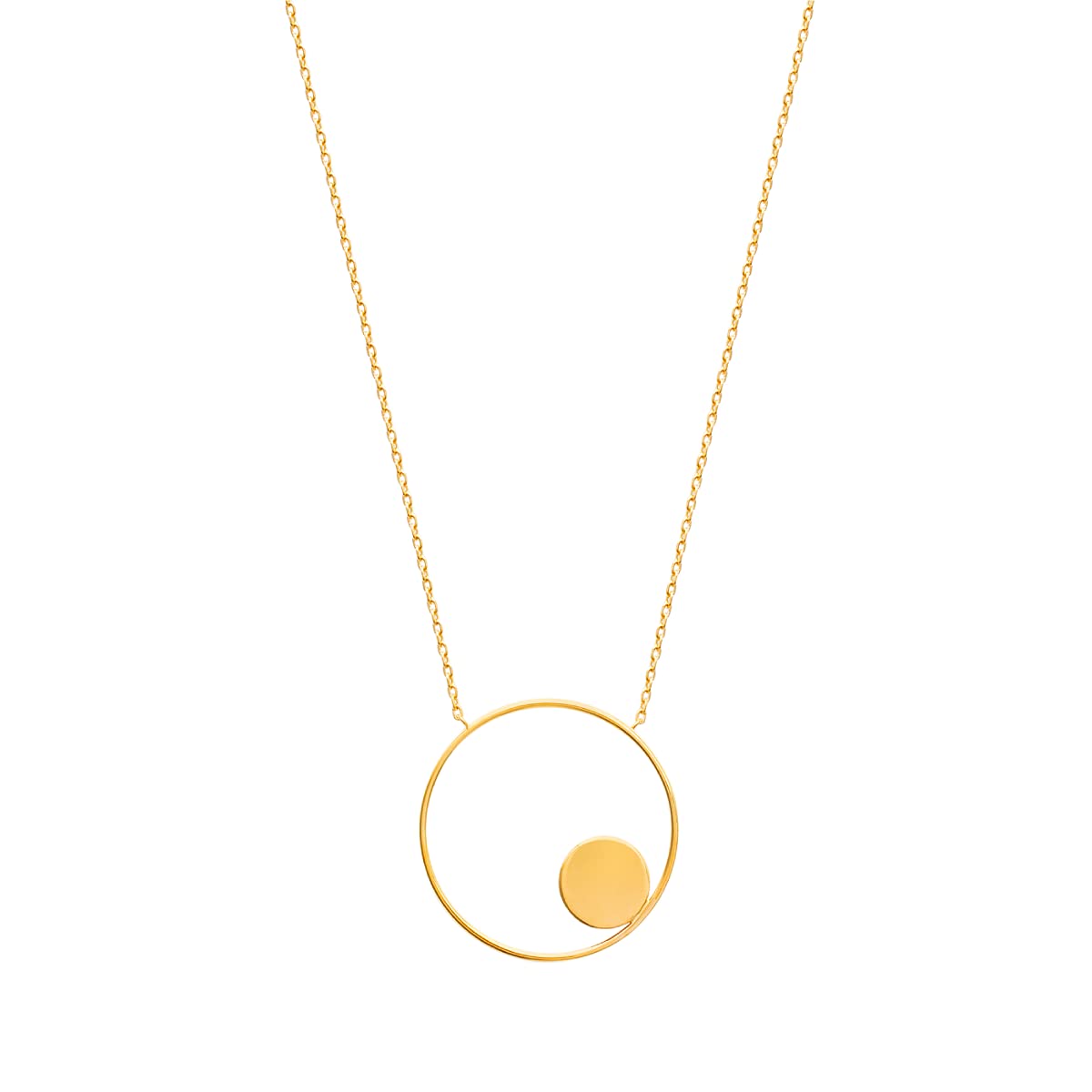 Lucy Two Circles Necklace in 925 Sterling Silver Plated Rhodium or 18K Gold Plated