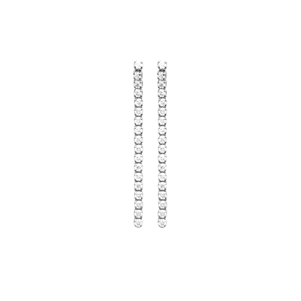 Jackie Long Dangling Earrings in 925 Sterling Silver Plated Rhodium