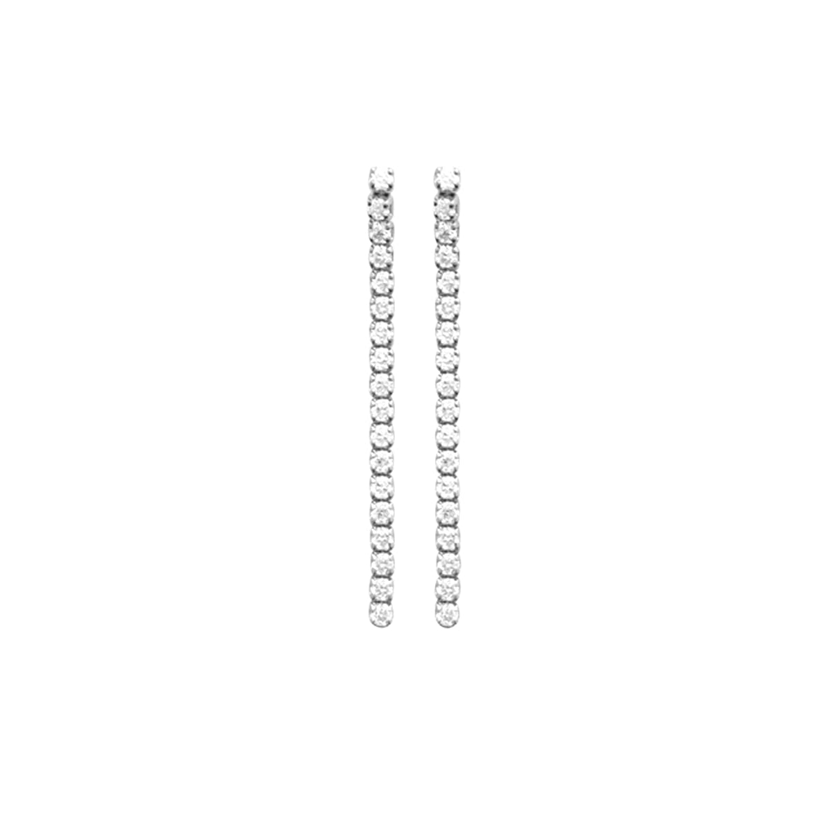 Jackie Long Dangling Earrings in 925 Sterling Silver Plated Rhodium