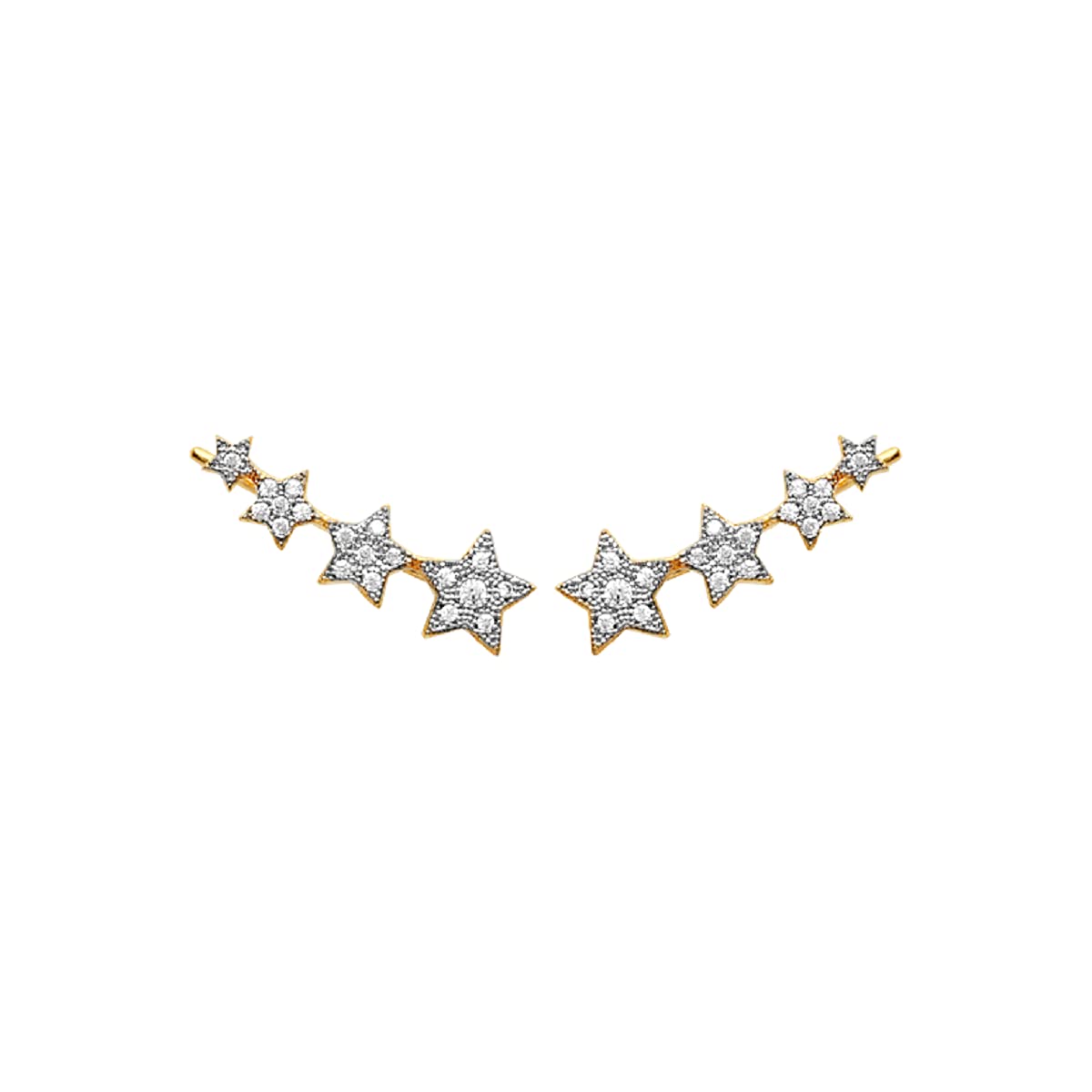 Stella 4 Stars Climber Earrings in 925 Sterling Silver Plated Rhodium or 18K Gold Plated, view 8