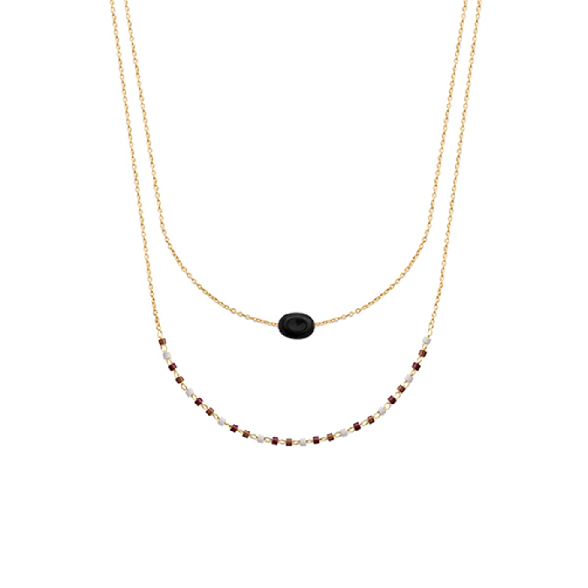 Agatha Double Necklace, 18K Gold Plated