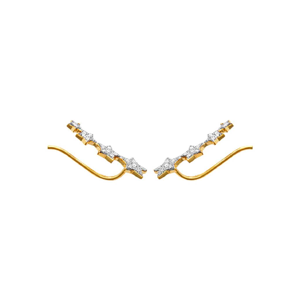 Stella 4 Stars Climber Earrings in 925 Sterling Silver Plated Rhodium or 18K Gold Plated, view 9
