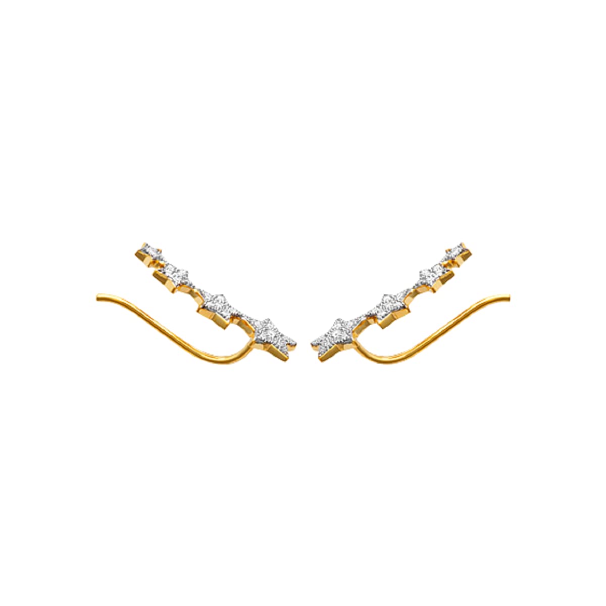 Stella 4 Stars Climber Earrings in 925 Sterling Silver Plated Rhodium or 18K Gold Plated, view 9