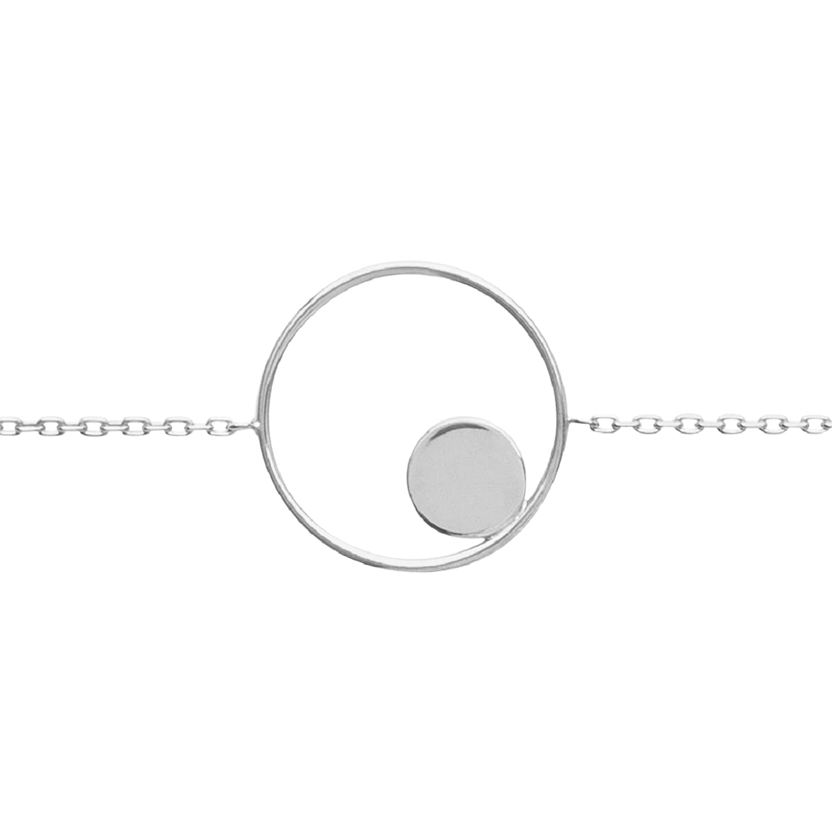 Lucy Two Circles Necklace in 925 Sterling Silver Plated Rhodium or 18K Gold Plated, view 6