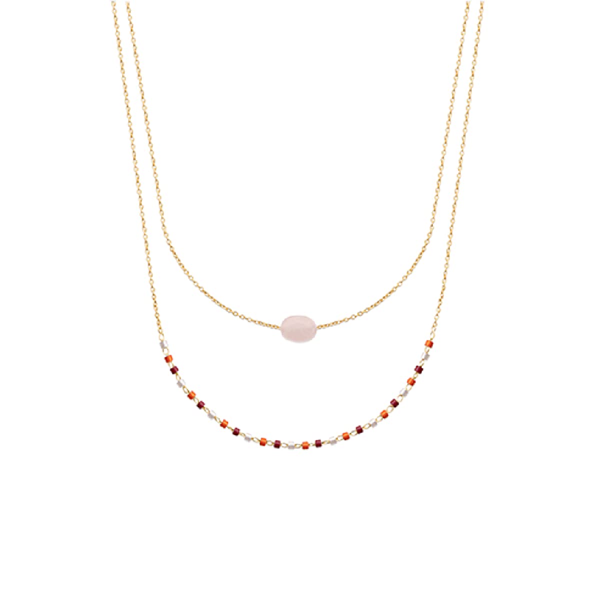Agatha Double Necklace in 18K Gold Plated, view 13