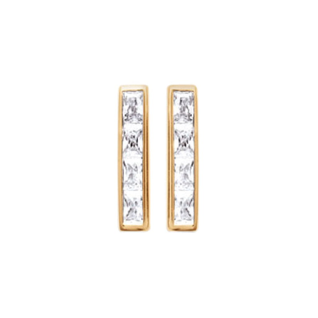 Jessica Long Bar Earrings in 925 Sterling Silver Plated Rhodium or 18K Gold Plated