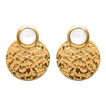 Mystigrey Savannah 18K Gold Plated Earrings for Women with Moon Stone
