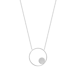 Mystigrey Lucy .925 Sterling Silver Plated Rhodium Necklace for Women Two Circles